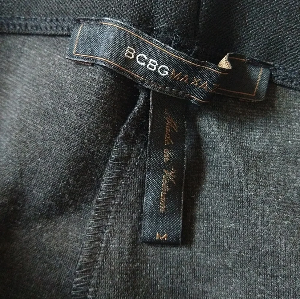 BCBGmaxzria Gray Pullover Skinny Jeggings Pants Wide Black Panels At Side Medium - Picture 15 of 16
